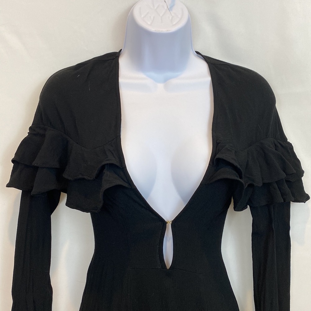 For Love and Lemons Claire Deep V mini dress size XS in black size XS - Picture 5 of 16